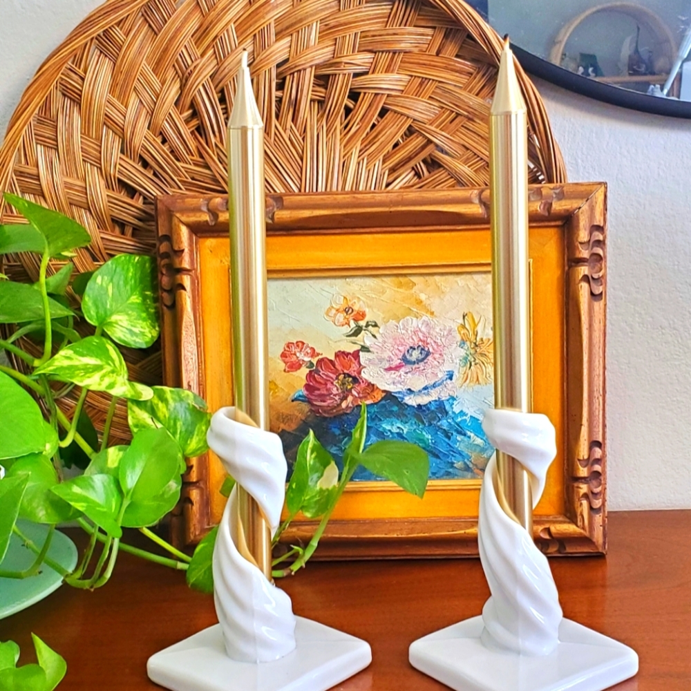 Vintage Perma Lite Gold Aluminum Candlesticks